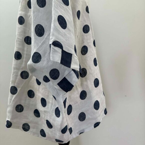 Made in Italy Linen Tunic | Polka Dot & Stripe | V-Neck | Relaxed Fit | M - Picture 7 of 10